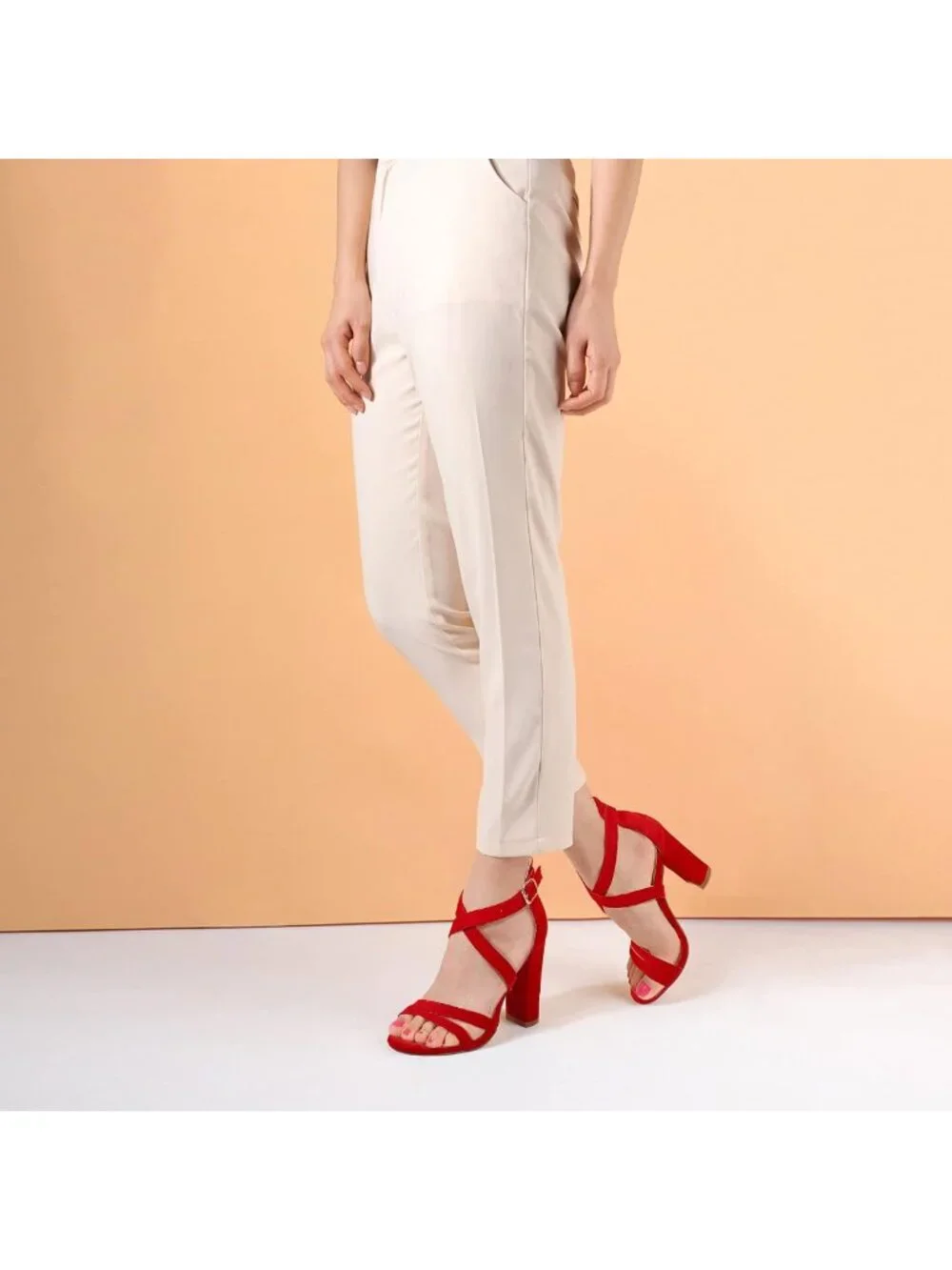 Strappy Chunky Heels - High Open Toe Ankle Strap Sandals for Stylish Comfort